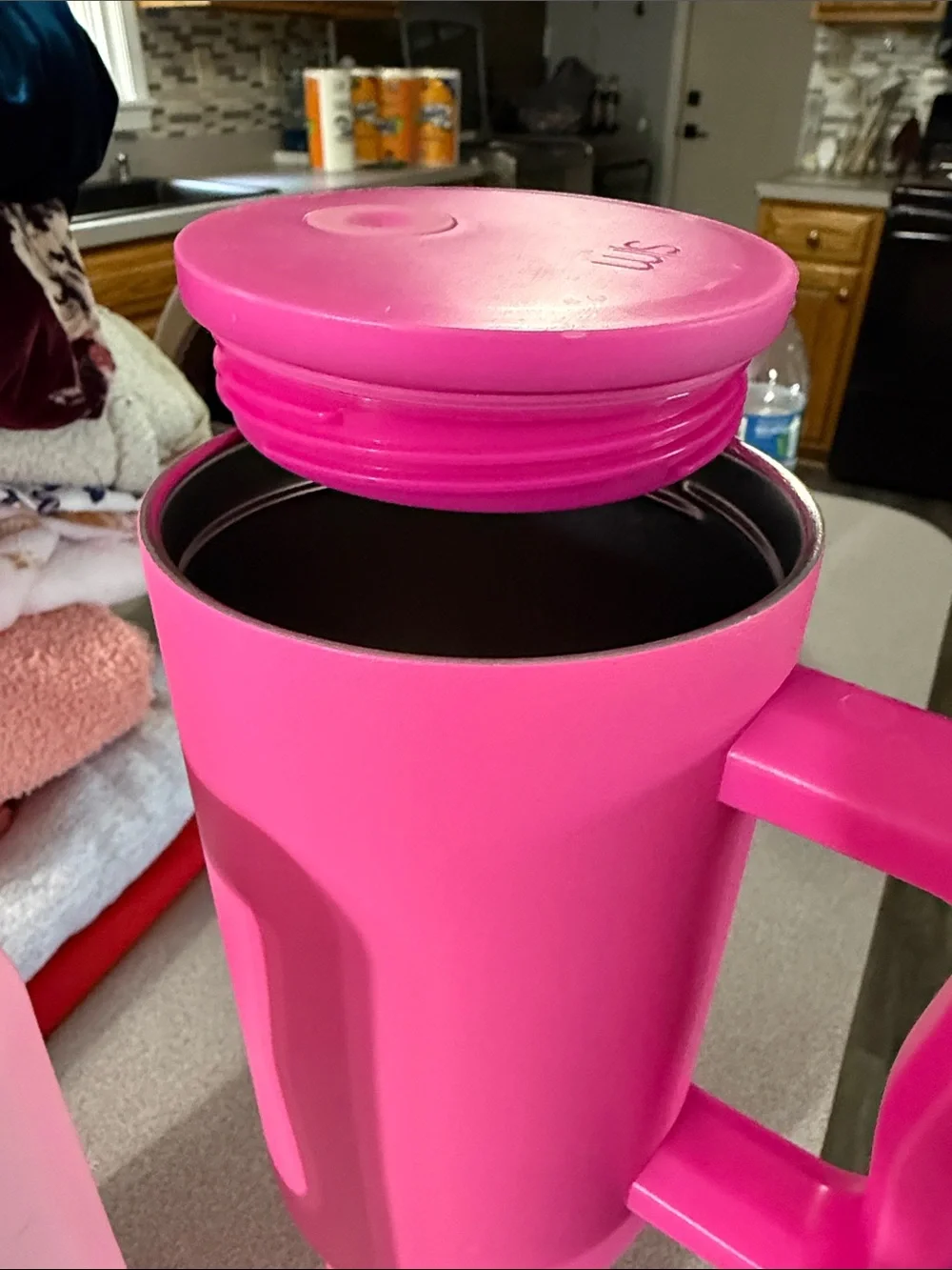 Slim Matte Insulated Travel Mugs with Handle - Pink & Hot Pink (Set of 2)